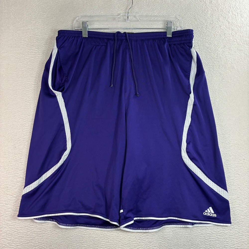 Y2K Adidas Baggy Basketball Shorts Men XL Purple Drawstring Loose Relaxed